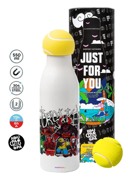 Roblox Forsaken — Tennis ball Metal mug thermos White, double wall, 550ml