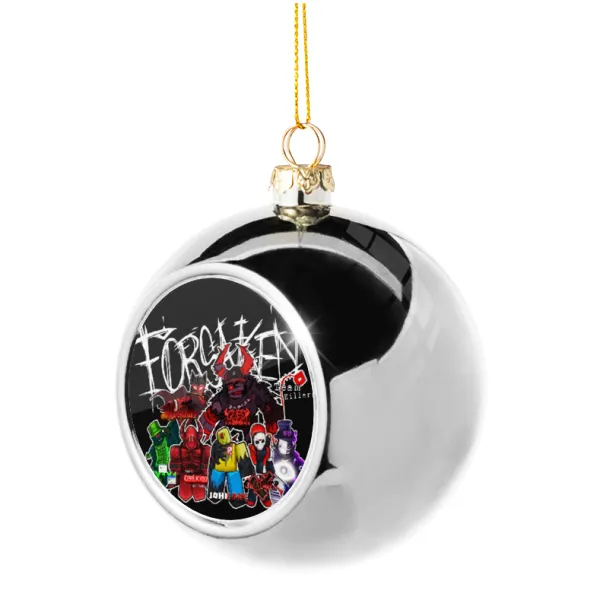 Roblox Forsaken — Silver 8cm Christmas tree ball ornament
