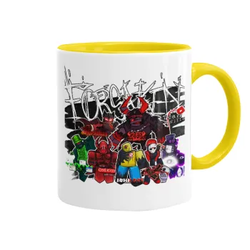 Roblox Forsaken, Mug colored yellow, ceramic, 330ml
