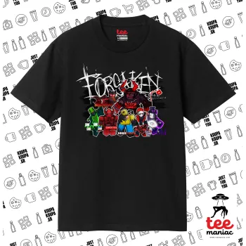 Roblox Forsaken, Κλασικό T-Shirt, διπλής ραφής, χωρίς πλευρικές ραφές ΜΑΥΡΟ από 100% βαμβάκι. Vegan & OEKO-TEX πιστοποιημένο.