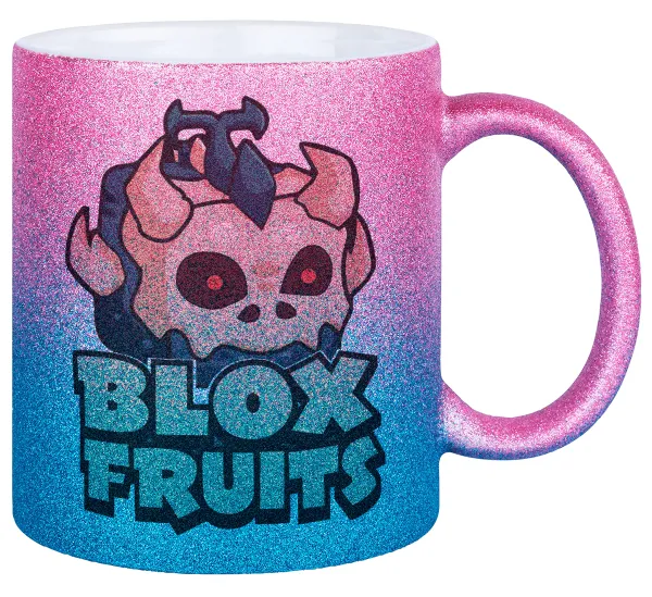 Roblox Blox Fruits — Gold/blue glitter mug, ceramic, 330ml