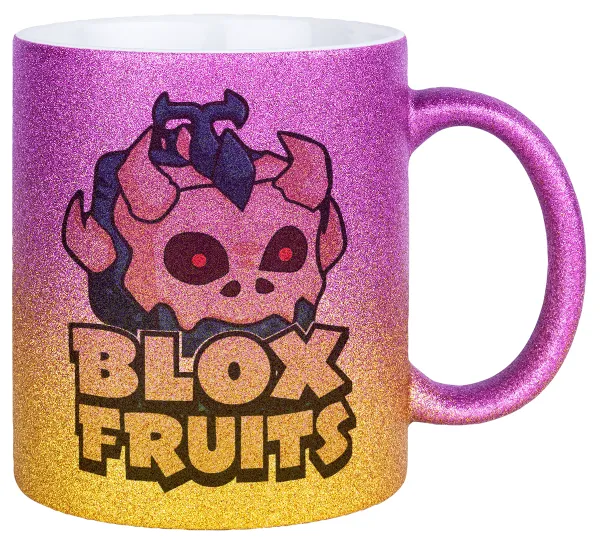 Roblox Blox Fruits — Gold/pink glitter mug, ceramic, 330ml