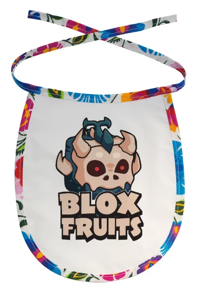 Roblox Blox Fruits — Stain-resistant baby bib with tie, multicoloured