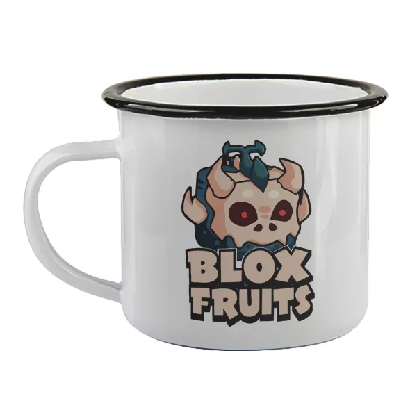 Roblox Blox Fruits — Enamel mug with black rim, 360ml