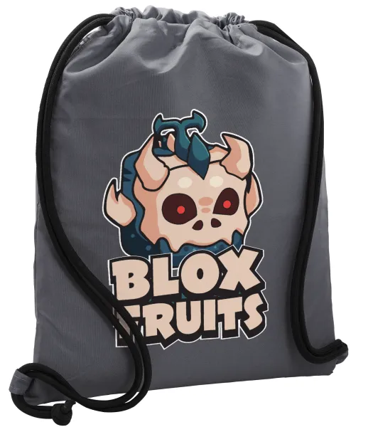 Roblox Blox Fruits — Τσάντα πλάτης πουγκί GYMBAG ΓΚΡΙ, με τσέπη (40x48cm) & χονδρά κορδόνια