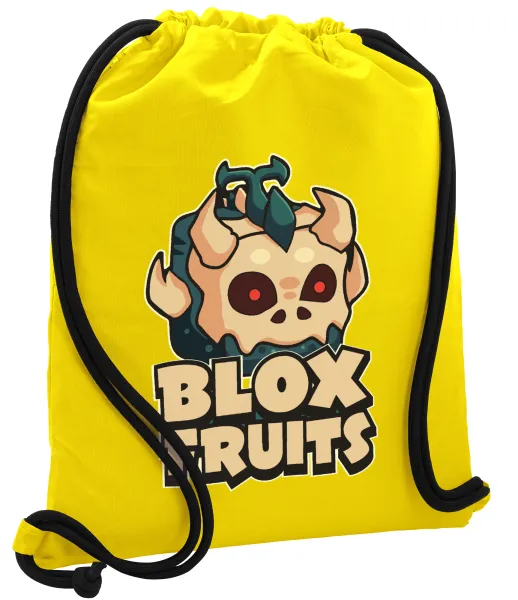 Roblox Blox Fruits — Backpack pouch GYMBAG Yellow, with pocket (40x48cm) & thick cords