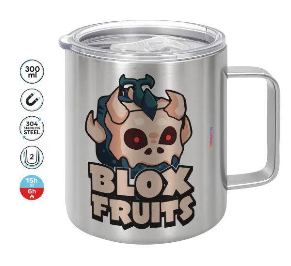 Roblox Blox Fruits — Double-walled stainless steel mug 300ml with temperature-retaining lid