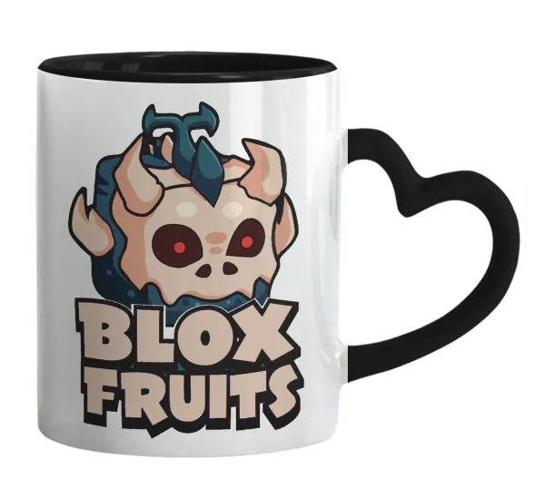 Roblox Blox Fruits — Mug heart black handle, ceramic, 330ml