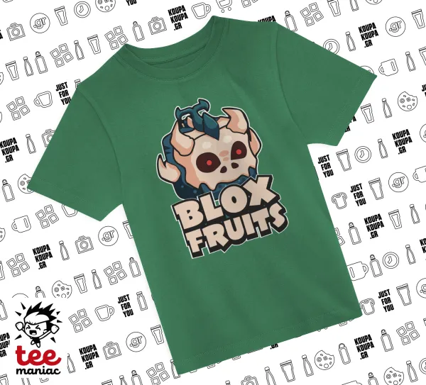 Roblox Blox Fruits — GREEN childrens T-Shirt made of 100% cotton, for every day. Vegan & OEKO-TEX certified.