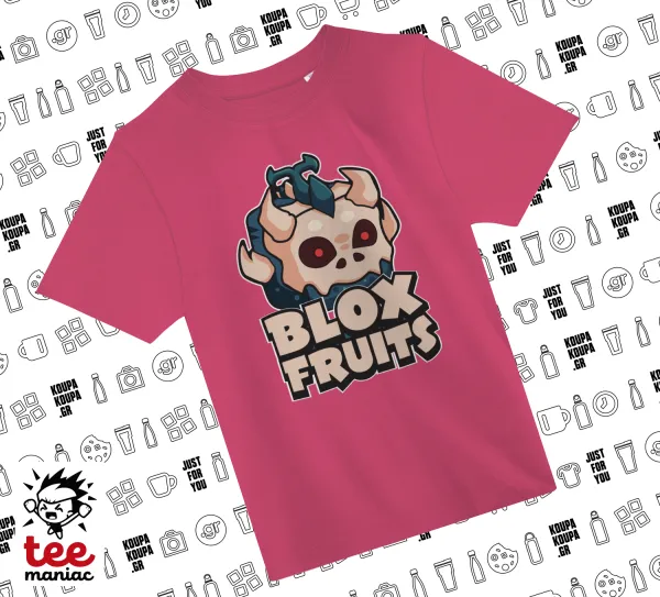 Roblox Blox Fruits — PINK childrens T-Shirt made of 100% cotton, for every day. Vegan & OEKO-TEX certified.