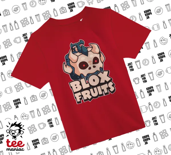 Roblox Blox Fruits — RED childrens T-Shirt made of 100% cotton, for every day. Vegan & OEKO-TEX certified.