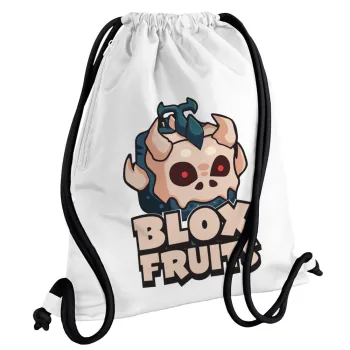 Roblox Blox Fruits, Backpack pouch GYMBAG white, with pocket (40x48cm) & thick cords