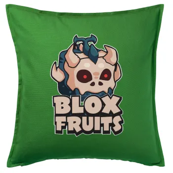 Roblox Blox Fruits, Μαξιλάρι καναπέ Πράσινο 100% βαμβάκι, περιέχεται το γέμισμα (50x50cm)