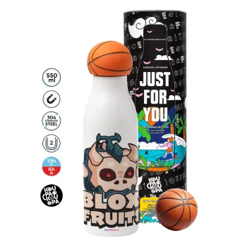 Roblox Blox Fruits, Μπάλα μπάσκετ μεταλλικό παγούρι θερμός, διπλού τοιχώματος, 550ml
