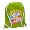 Backpack bag GYMBAG LIME GREEN, with pocket (40x48cm) & thick cords