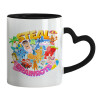 Mug heart black handle, ceramic, 330ml