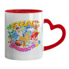 Mug heart red handle, ceramic, 330ml