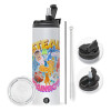 Travel Tumbler θερμό με διπλό καπάκι, μεταλλικό καλαμάκι και βούρτσα καθαρισμού (Ανωξείδωτο 304 Food grade, BPA free, 600ml)