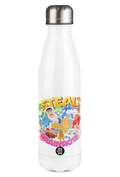 Roblox Steal a Brainrot — Μεταλλικό παγούρι θερμός Λευκό (Stainless steel), διπλού τοιχώματος, 500ml