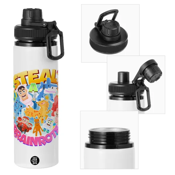Roblox Steal a Brainrot — Metal water bottle with safety cap, aluminum 850ml