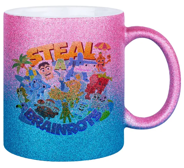 Roblox Steal a Brainrot — Κούπα Χρυσή/Μπλε Glitter, κεραμική, 330ml