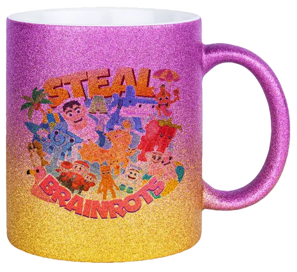 Roblox Steal a Brainrot — Κούπα Χρυσή/Ροζ Glitter, κεραμική, 330ml