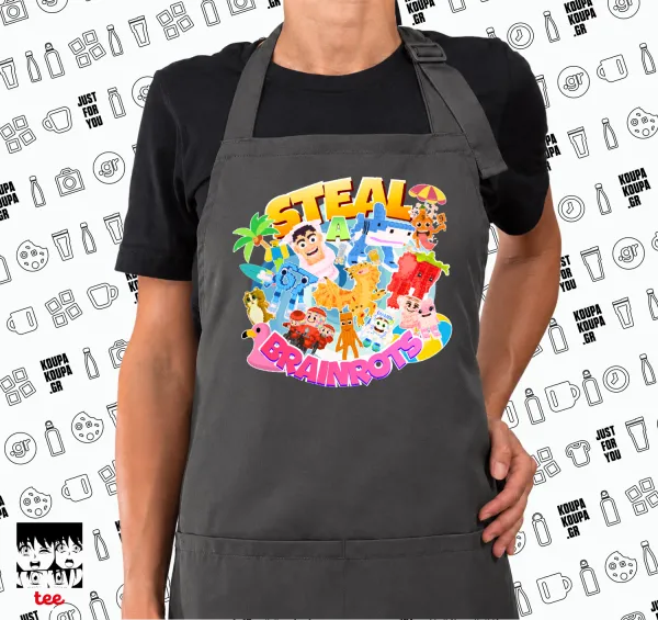 Roblox Steal a Brainrot — GREY Ποδιά μαγειρικής μακριά Σεφ με τσέπες (ΕΝΗΛΙΚΩΝ, ΓΚΡΙ)