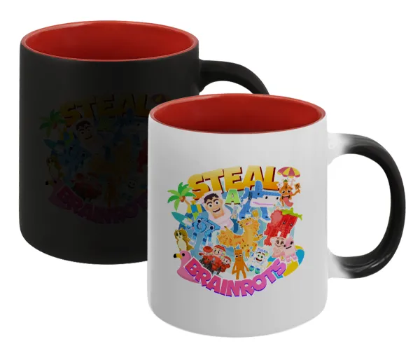 Roblox Steal a Brainrot — Magic mug with red interior, ceramic, 330ml, changes colour with hot drinks