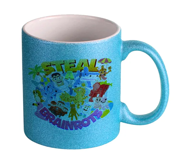 Roblox Steal a Brainrot — Κούπα Σιέλ Glitter που γυαλίζει, κεραμική, 330ml