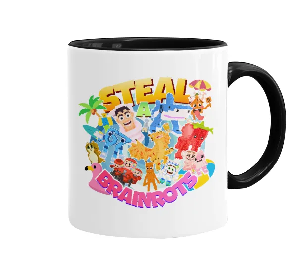 Roblox Steal a Brainrot — Mug colored black, ceramic, 330ml