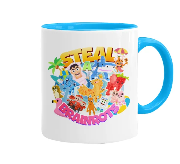 Roblox Steal a Brainrot — Κούπα χρωματιστή γαλάζια, κεραμική, 330ml