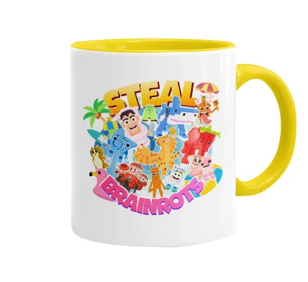 Roblox Steal a Brainrot — Mug colored yellow, ceramic, 330ml