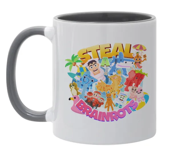 Roblox Steal a Brainrot — Κούπα χρωματιστή γκρι, κεραμική, 330ml