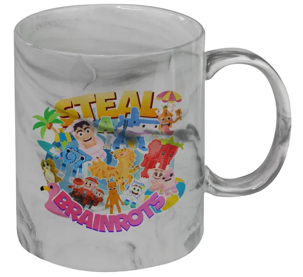 Roblox Steal a Brainrot — Κούπα κεραμική, marble style (μάρμαρο), 330ml
