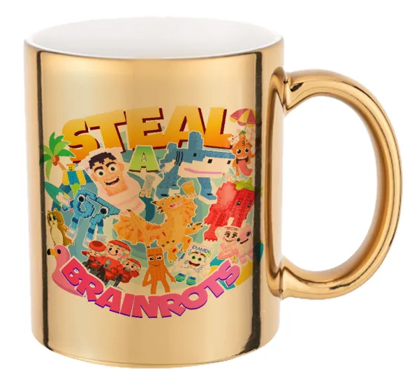 Roblox Steal a Brainrot — Mug ceramic, gold mirror, 330ml