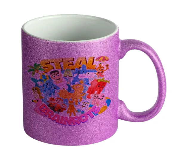 Roblox Steal a Brainrot — Κούπα Μωβ Glitter που γυαλίζει, κεραμική, 330ml