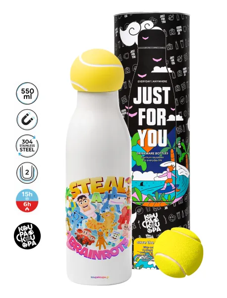 Roblox Steal a Brainrot — Tennis ball Metal mug thermos White, double wall, 550ml