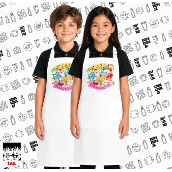 Roblox Steal a Brainrot, Λευκή ΠΑΙΔΙΚΗ Ποδιά μακριά Σεφ ολόσωμη με τσέπες