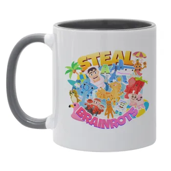 Roblox Steal a Brainrot, Mug colored grey, ceramic, 330ml