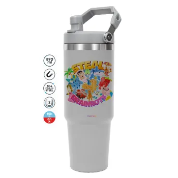 Roblox Steal a Brainrot, ΓΚΡΙ χρώματος Θερμός Ανοξείδωτο 890ml (30oz) με χερούλι