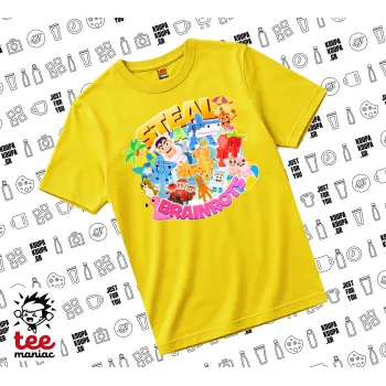 Roblox Steal a Brainrot, yellow childrens T-Shirt made of 100% cotton, for every day. Vegan & OEKO-TEX certified.
