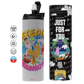 Roblox Steal a Brainrot, Tumbler stainless steel GREY 600ml