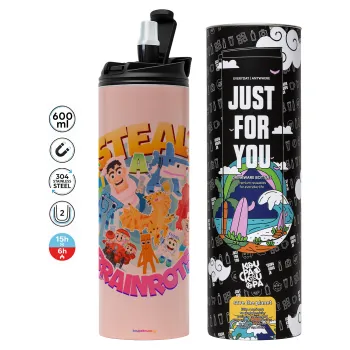 Roblox Steal a Brainrot, Tumbler stainless steel PINK 600ml