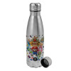 Metallic water bottle, stainless steel, 750ml
