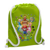Backpack bag GYMBAG LIME GREEN, with pocket (40x48cm) & thick cords