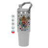 ΓΚΡΙ χρώματος Θερμός Ανοξείδωτο 890ml (30oz) με χερούλι