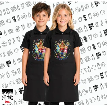 Mario Galaxy, Μαύρη ΠΑΙΔΙΚΗ Ποδιά μακριά Σεφ ολόσωμη με τσέπες