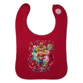 Mario Galaxy, Σαλιάρα με Σκρατς Κόκκινη 100% Organic Cotton (0-18 months)