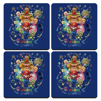Mario Galaxy, ΣΕΤ 4 Σουβέρ ξύλινα τετράγωνα (9cm)