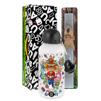 Mario Galaxy, Πασχαλινή Λαμπάδα με παγούρι μεταλλικό  αλουμινίου (500ml) & κερί αρωματικό πλακέ (30cm) (ΓΚΡΙ)
